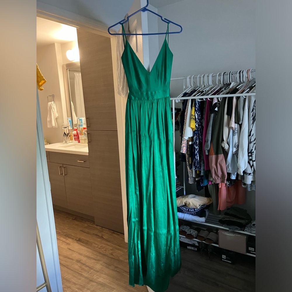 Contrarian silk evening dress, green
